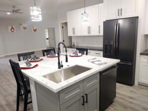 Kitchen Design with Island, Sink, Light Fixtures