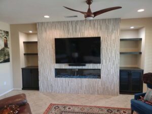 Custom Living Room Entertainment TV Wall and Shelves